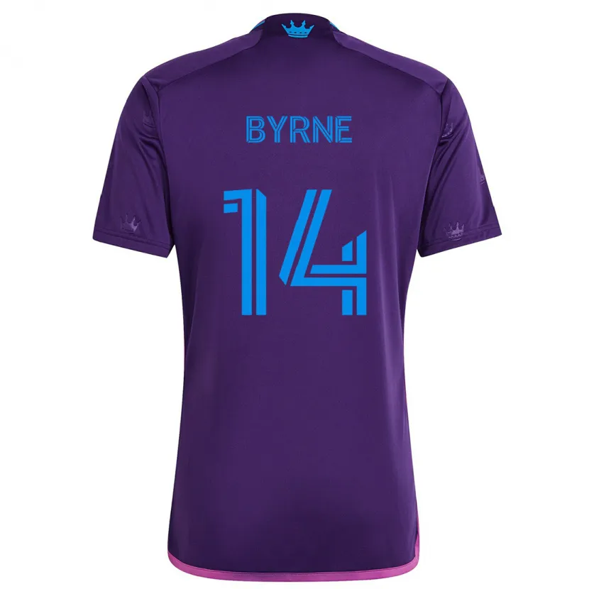 Danxen Kinderen Nathan Byrne #14 Paarsblauw Uitshirt Uittenue 2024/25 T-Shirt