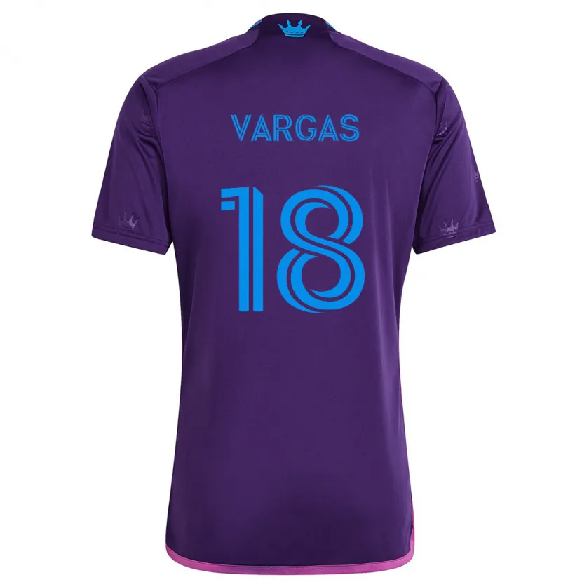 Danxen Kinderen Kerwin Vargas #18 Paarsblauw Uitshirt Uittenue 2024/25 T-Shirt