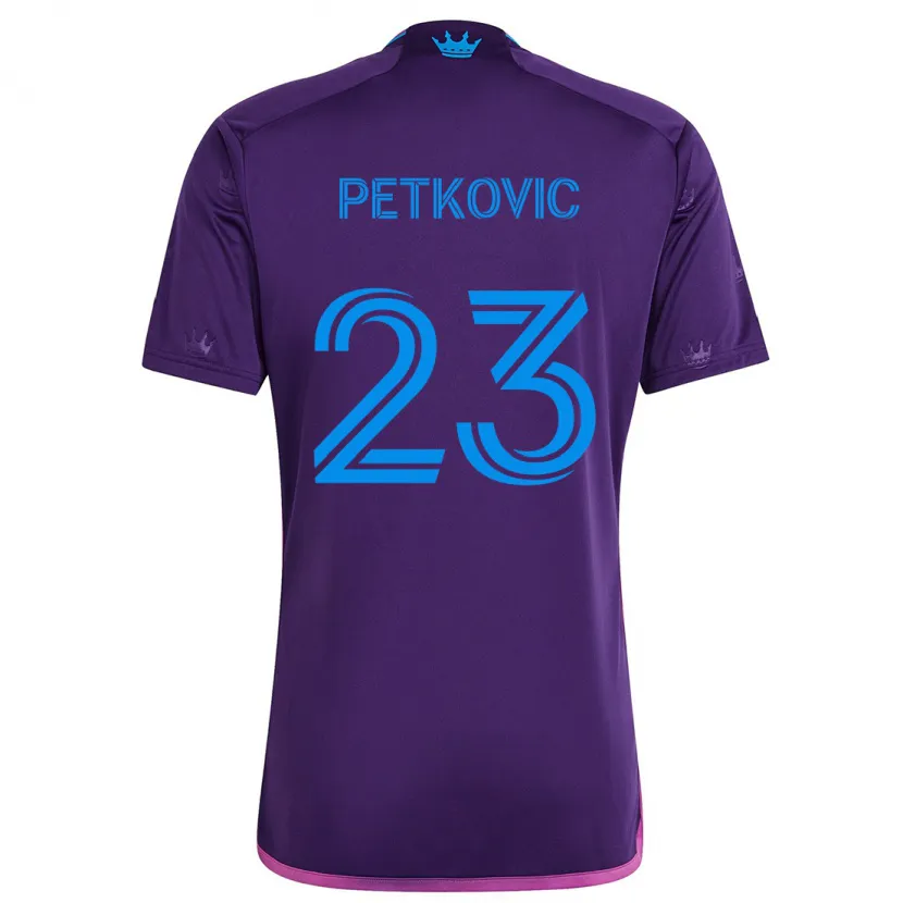 Danxen Kinderen Nikola Petkovic #23 Paarsblauw Uitshirt Uittenue 2024/25 T-Shirt