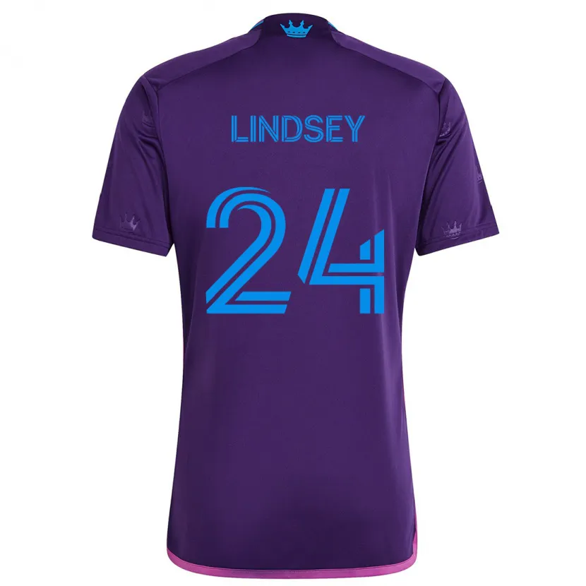 Danxen Kinderen Jaylin Lindsey #24 Paarsblauw Uitshirt Uittenue 2024/25 T-Shirt