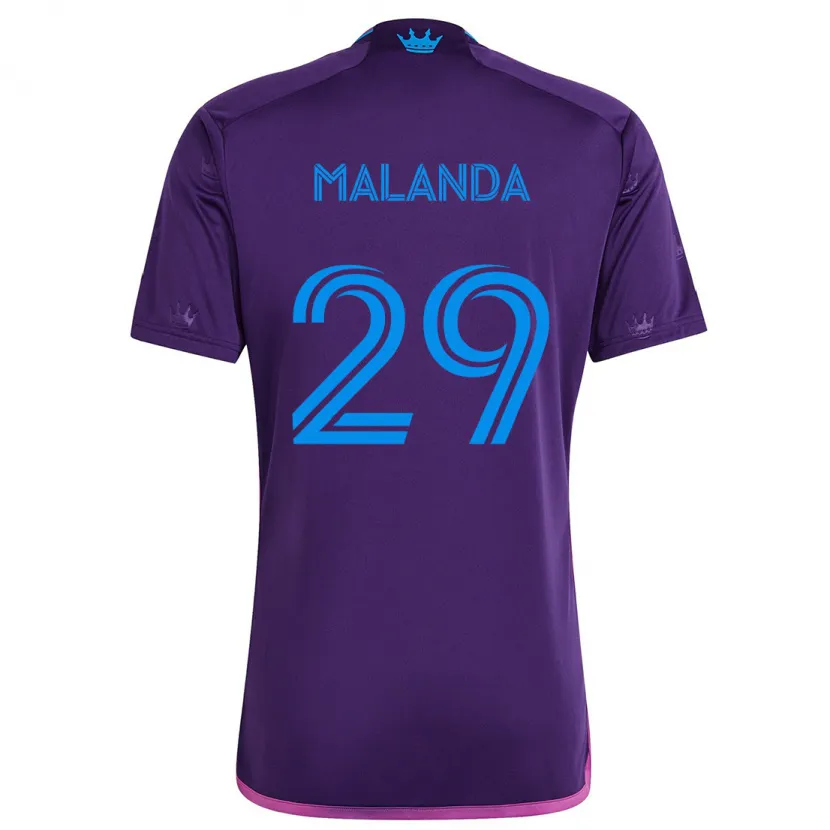 Danxen Kinderen Adilson Malanda #29 Paarsblauw Uitshirt Uittenue 2024/25 T-Shirt