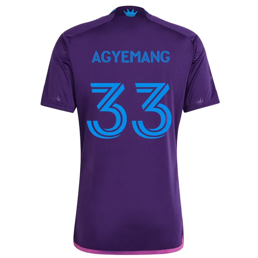 Danxen Kinderen Patrick Agyemang #33 Paarsblauw Uitshirt Uittenue 2024/25 T-Shirt