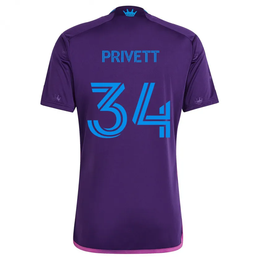 Danxen Kinderen Andrew Privett #34 Paarsblauw Uitshirt Uittenue 2024/25 T-Shirt