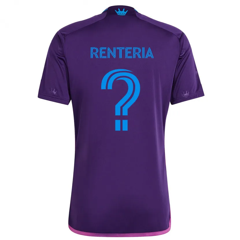 Danxen Kinderen Adrian Renteria #0 Paarsblauw Uitshirt Uittenue 2024/25 T-Shirt