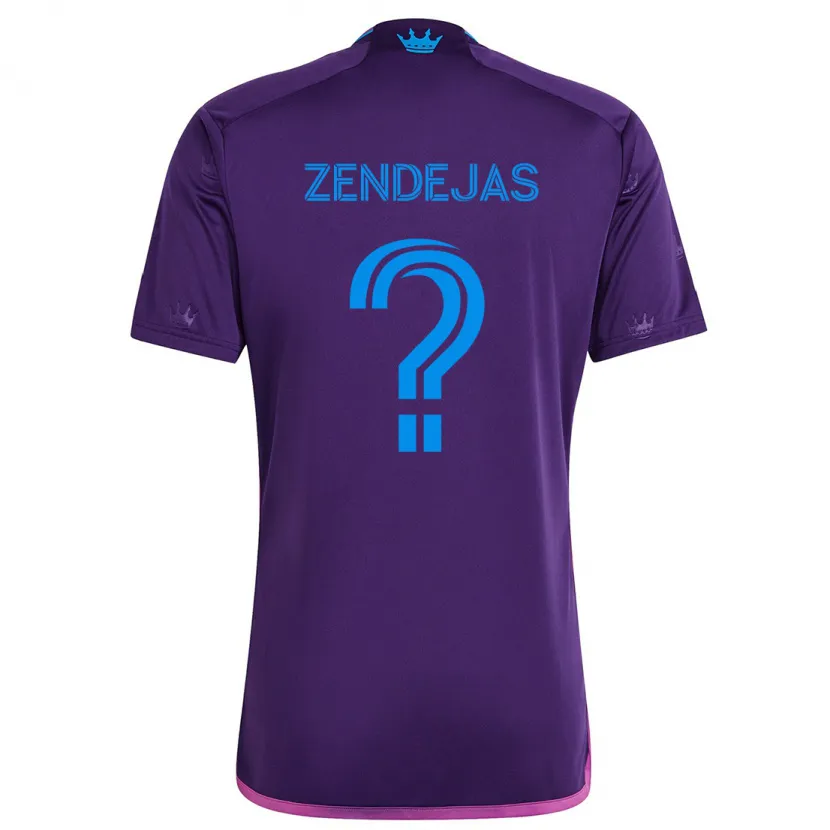 Danxen Kinderen Adrián Zendejas #0 Paarsblauw Uitshirt Uittenue 2024/25 T-Shirt