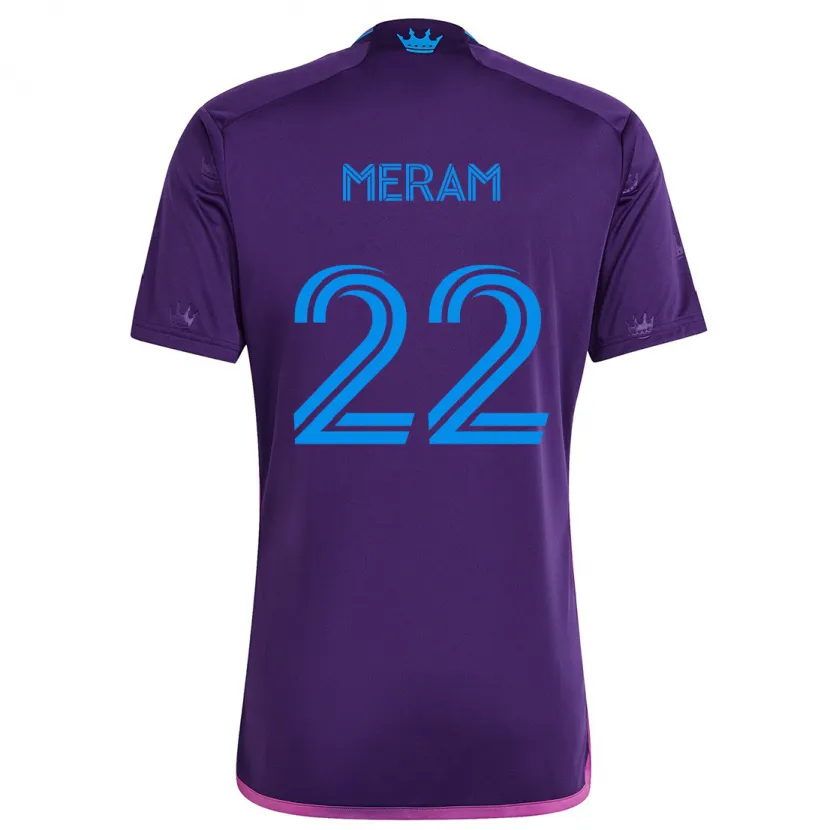 Danxen Kinderen Justin Meram #22 Paarsblauw Uitshirt Uittenue 2024/25 T-Shirt