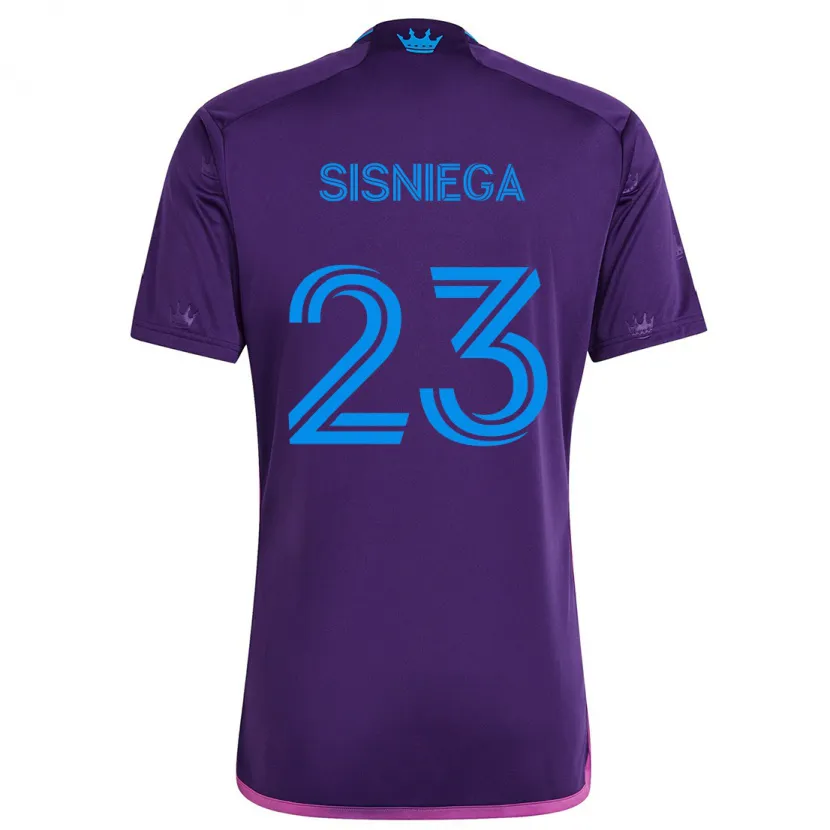 Danxen Kinderen Pablo Sisniega #23 Paarsblauw Uitshirt Uittenue 2024/25 T-Shirt