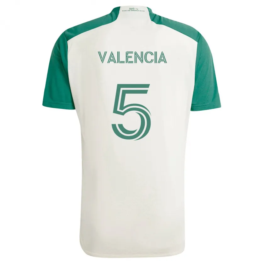 Danxen Kinderen Jhojan Valencia #5 Bruine Kleuren Groen Uitshirt Uittenue 2024/25 T-Shirt