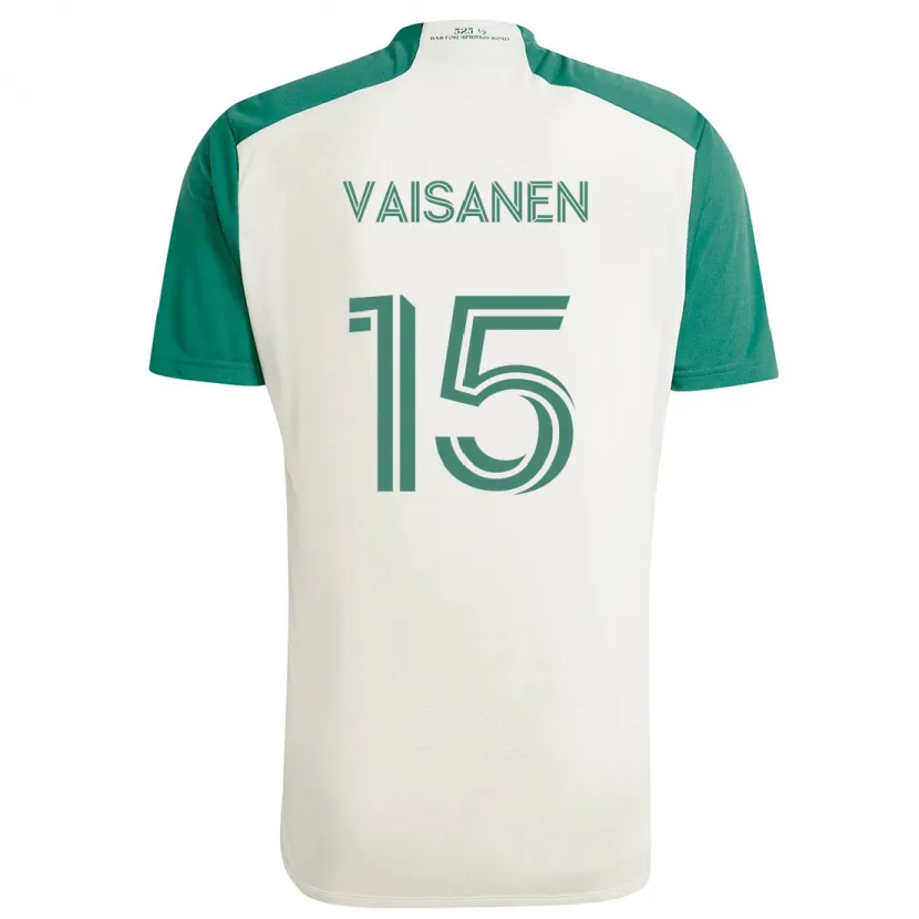 Danxen Kinderen Leo Väisänen #15 Bruine Kleuren Groen Uitshirt Uittenue 2024/25 T-Shirt