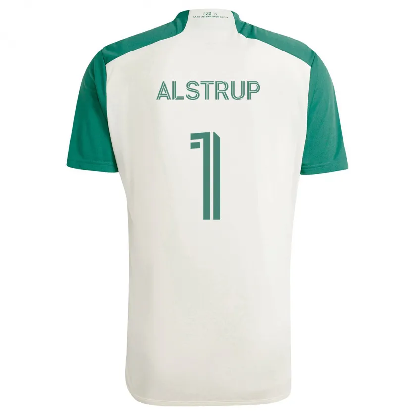 Danxen Kinderen Marcus Alstrup #1 Bruine Kleuren Groen Uitshirt Uittenue 2024/25 T-Shirt