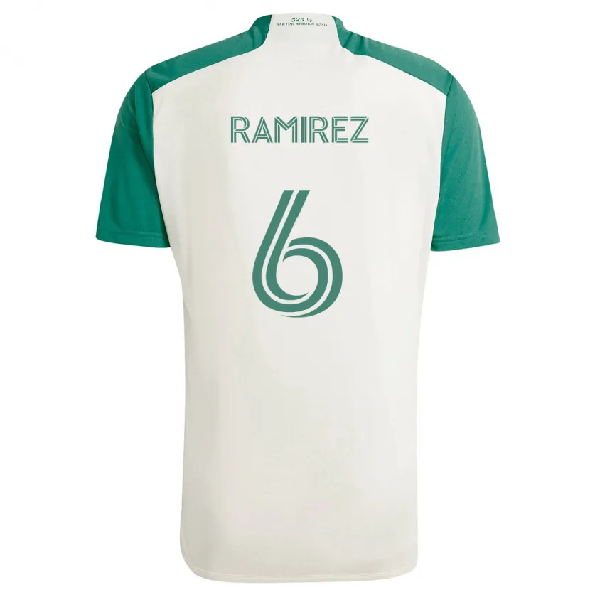 Danxen Kinderen Alonso Ramírez #6 Bruine Kleuren Groen Uitshirt Uittenue 2024/25 T-Shirt