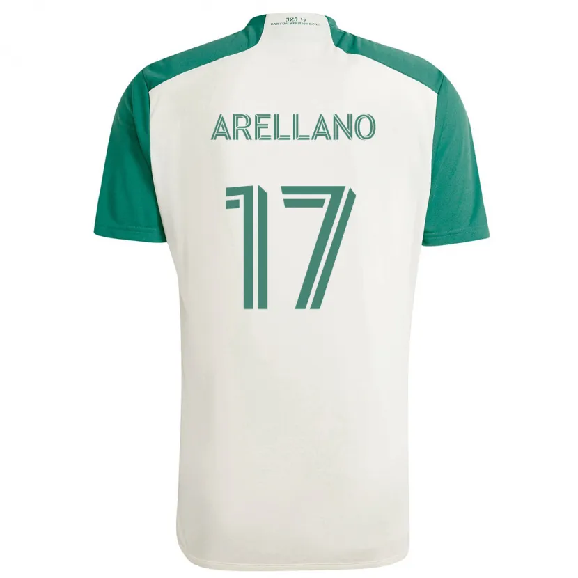 Danxen Kinderen Bryan Arellano #17 Bruine Kleuren Groen Uitshirt Uittenue 2024/25 T-Shirt