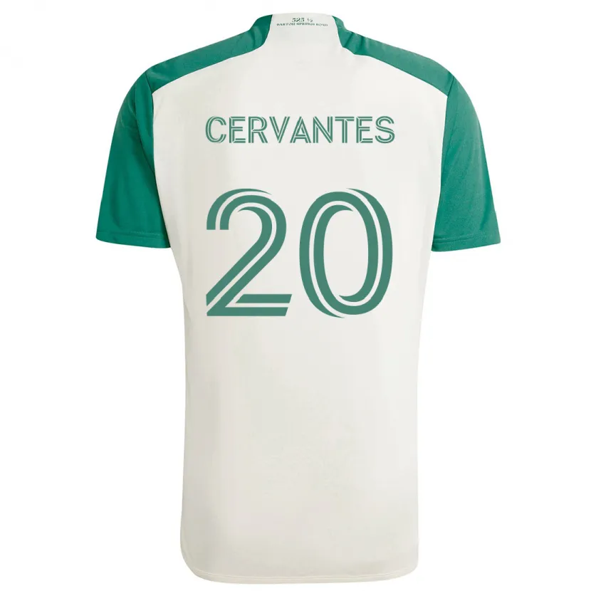 Danxen Kinderen Aaron Cervantes #20 Bruine Kleuren Groen Uitshirt Uittenue 2024/25 T-Shirt