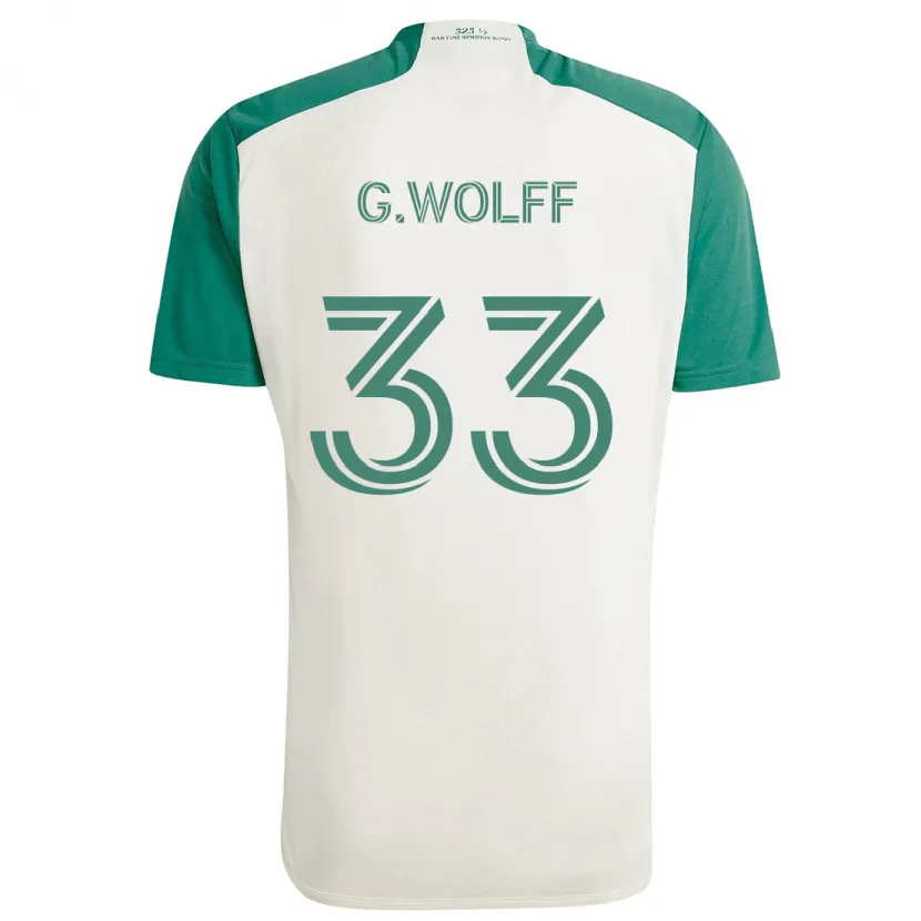 Danxen Kinderen Gavin Wolff #33 Bruine Kleuren Groen Uitshirt Uittenue 2024/25 T-Shirt