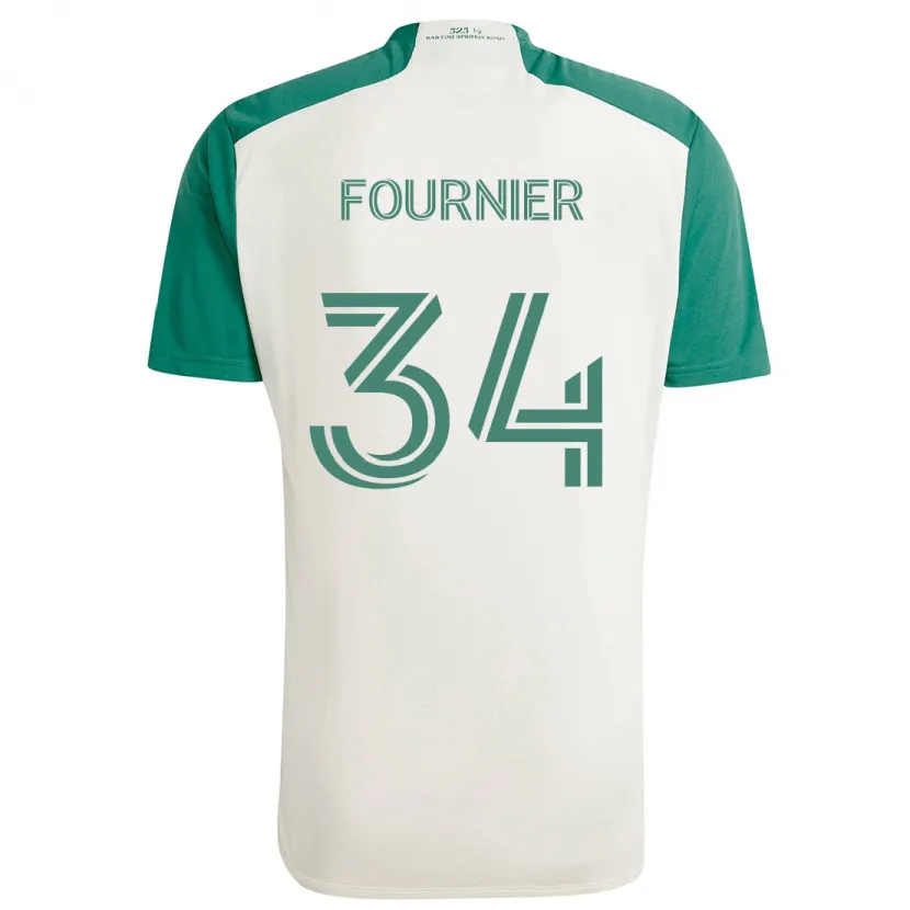 Danxen Kinderen Drake Fournier #34 Bruine Kleuren Groen Uitshirt Uittenue 2024/25 T-Shirt