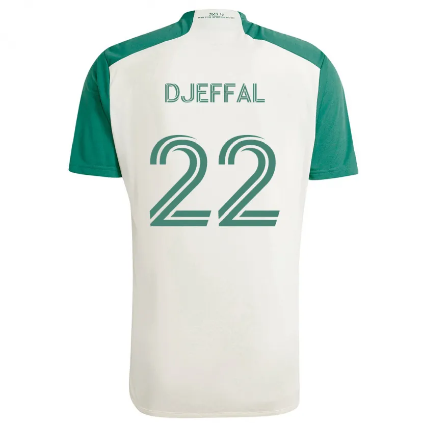 Danxen Kinderen Sofiane Djeffal #22 Bruine Kleuren Groen Uitshirt Uittenue 2024/25 T-Shirt