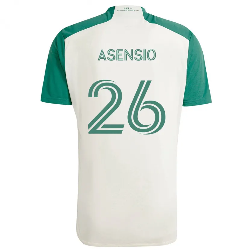 Danxen Kinderen Charlie Asensio #26 Bruine Kleuren Groen Uitshirt Uittenue 2024/25 T-Shirt