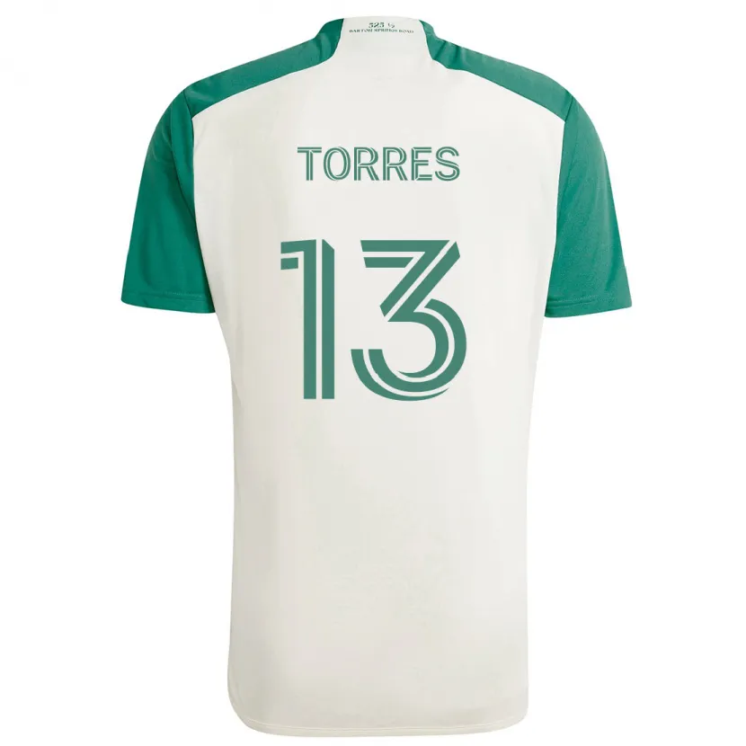 Danxen Kinderen Leo Torres #13 Bruine Kleuren Groen Uitshirt Uittenue 2024/25 T-Shirt