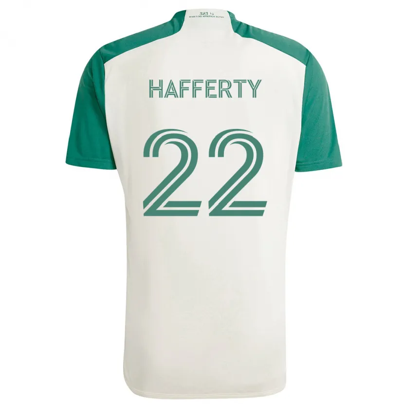 Danxen Kinderen Joe Hafferty #22 Bruine Kleuren Groen Uitshirt Uittenue 2024/25 T-Shirt