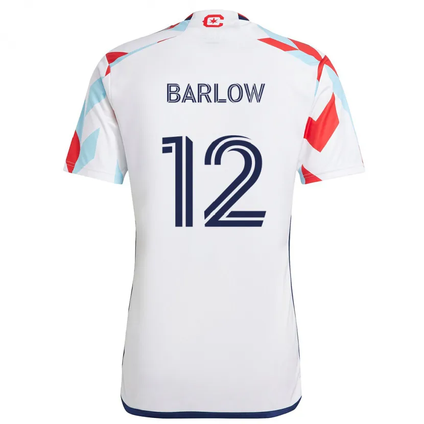 Danxen Kinderen Tom Barlow #12 Wit Rood Blauw Uitshirt Uittenue 2024/25 T-Shirt