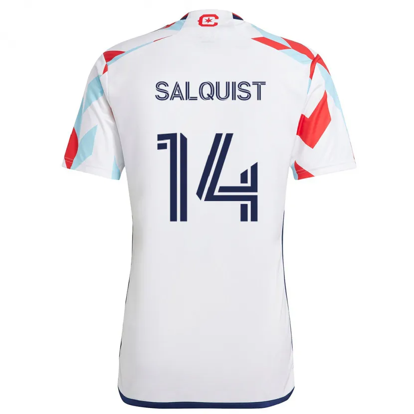 Danxen Kinderen Tobias Salquist #14 Wit Rood Blauw Uitshirt Uittenue 2024/25 T-Shirt