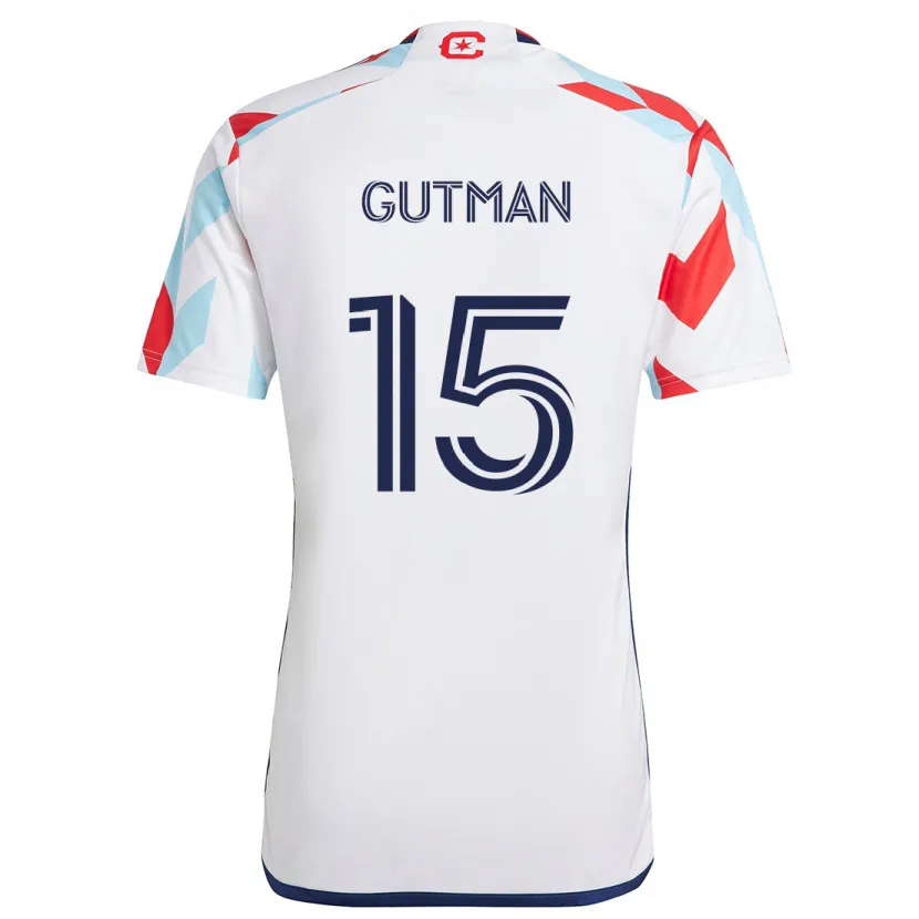 Danxen Kinderen Andrew Gutman #15 Wit Rood Blauw Uitshirt Uittenue 2024/25 T-Shirt