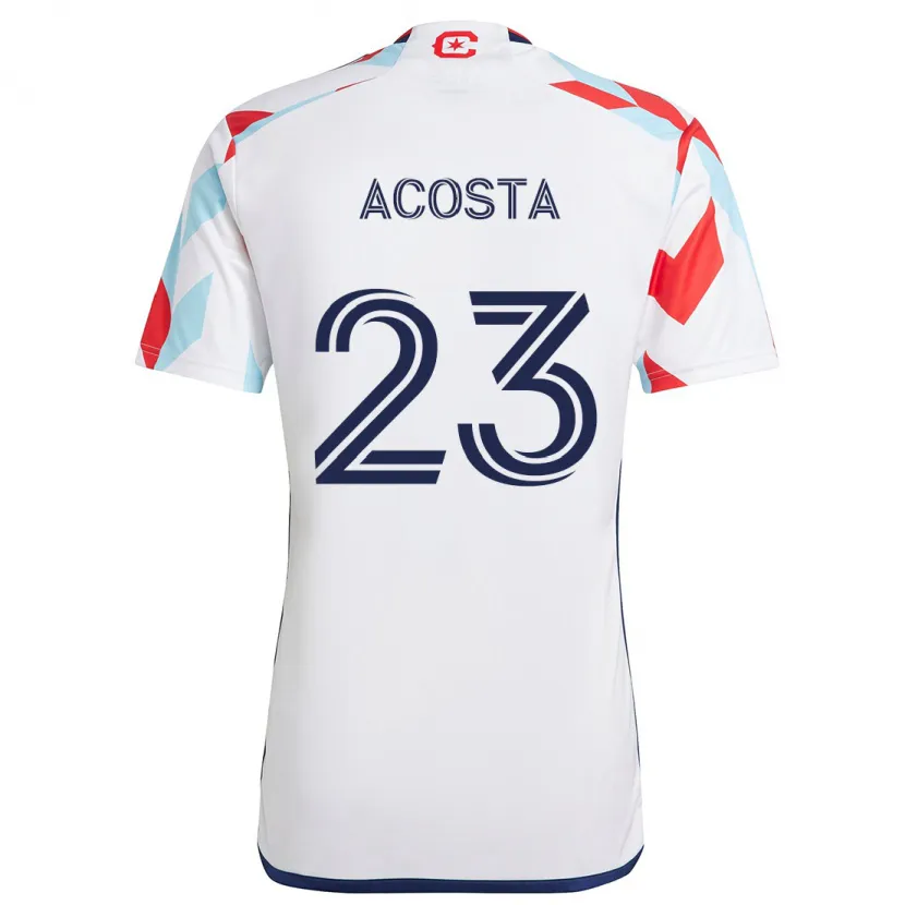 Danxen Kinderen Kellyn Acosta #23 Wit Rood Blauw Uitshirt Uittenue 2024/25 T-Shirt