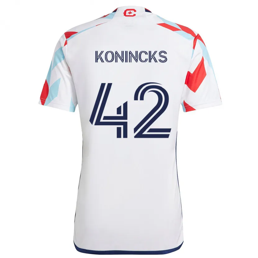 Danxen Kinderen Diego Konincks #42 Wit Rood Blauw Uitshirt Uittenue 2024/25 T-Shirt