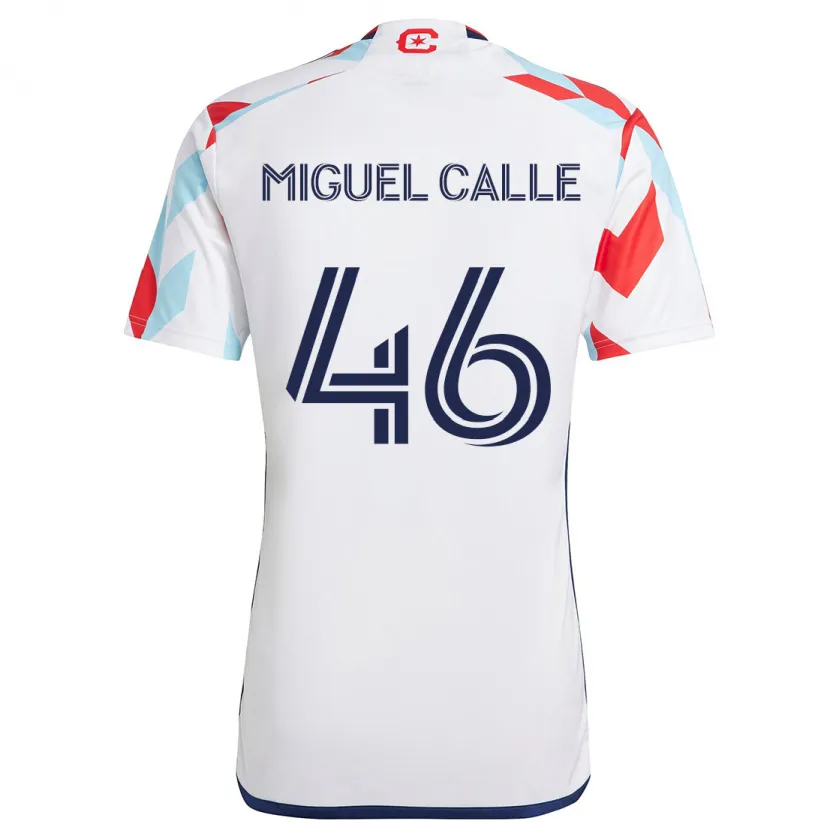 Danxen Kinderen Juan Miguel Calle #46 Wit Rood Blauw Uitshirt Uittenue 2024/25 T-Shirt