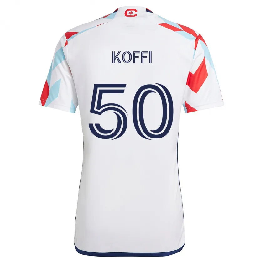 Danxen Kinderen Christian Koffi #50 Wit Rood Blauw Uitshirt Uittenue 2024/25 T-Shirt