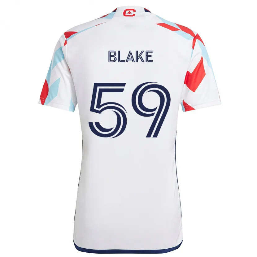 Danxen Kinderen Romain Blake #59 Wit Rood Blauw Uitshirt Uittenue 2024/25 T-Shirt