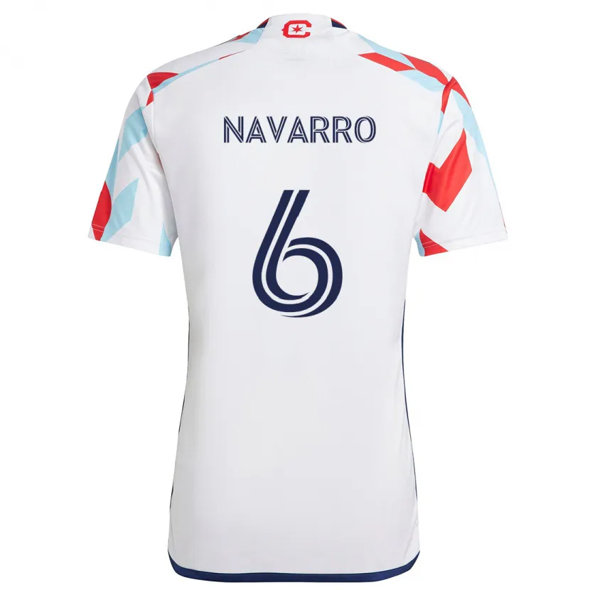 Danxen Kinderen Miguel Navarro #6 Wit Rood Blauw Uitshirt Uittenue 2024/25 T-Shirt