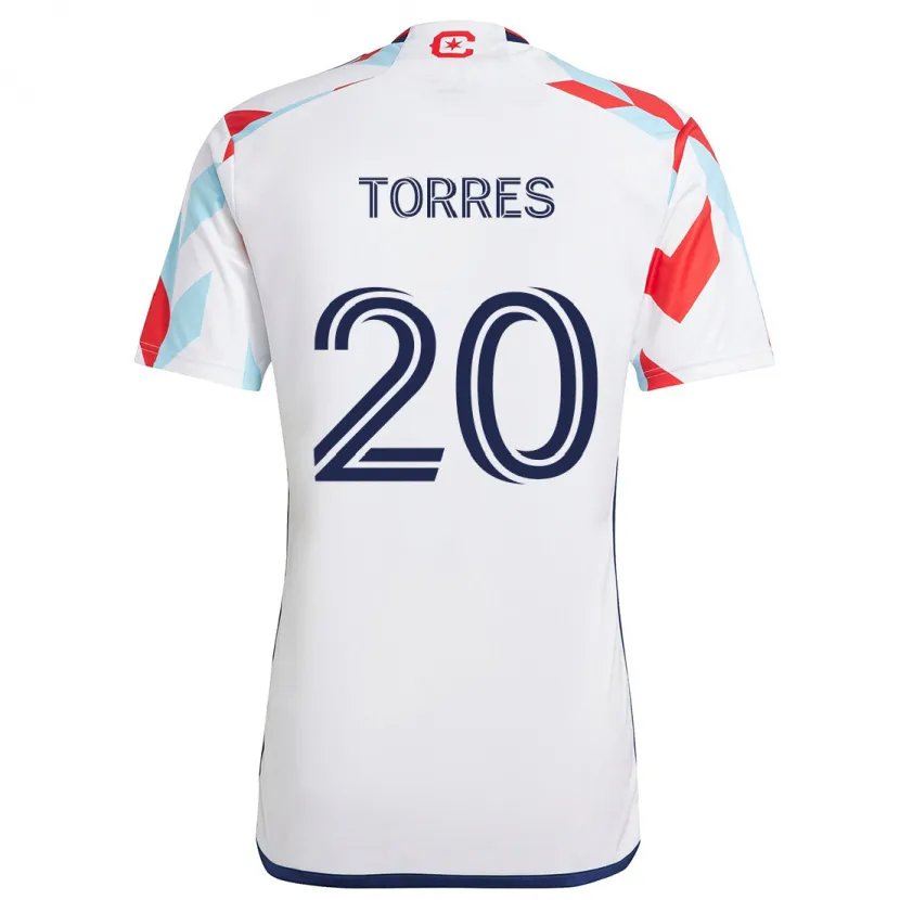 Danxen Kinderen Jairo Torres #20 Wit Rood Blauw Uitshirt Uittenue 2024/25 T-Shirt