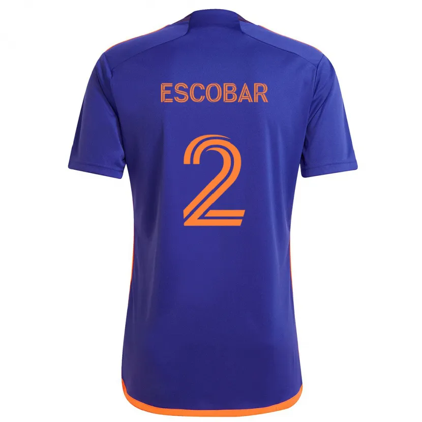 Danxen Kinderen Franco Escobar #2 Paars Oranje Uitshirt Uittenue 2024/25 T-Shirt