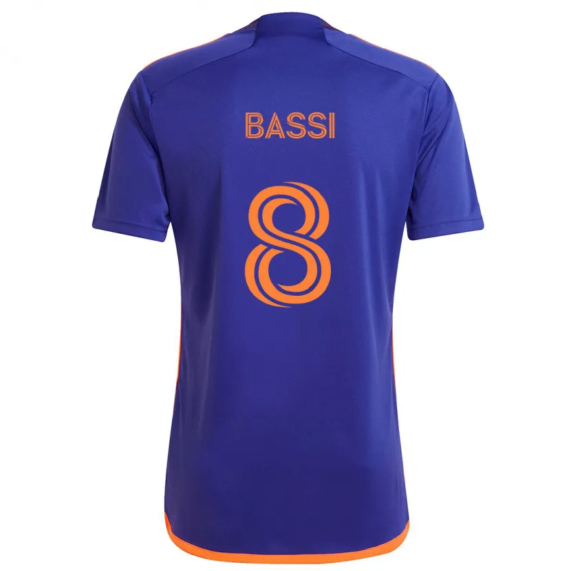 Danxen Kinderen Amine Bassi #8 Paars Oranje Uitshirt Uittenue 2024/25 T-Shirt