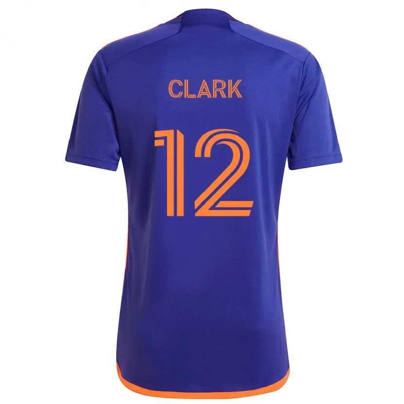 Danxen Kinderen Steve Clark #12 Paars Oranje Uitshirt Uittenue 2024/25 T-Shirt