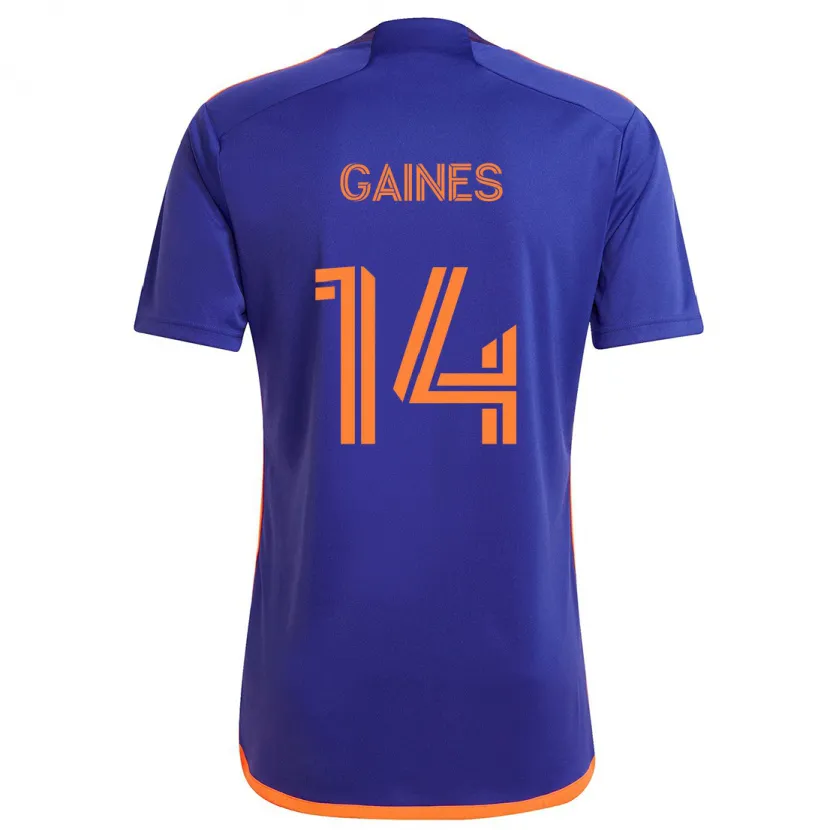 Danxen Kinderen Mckinze Gaines #14 Paars Oranje Uitshirt Uittenue 2024/25 T-Shirt