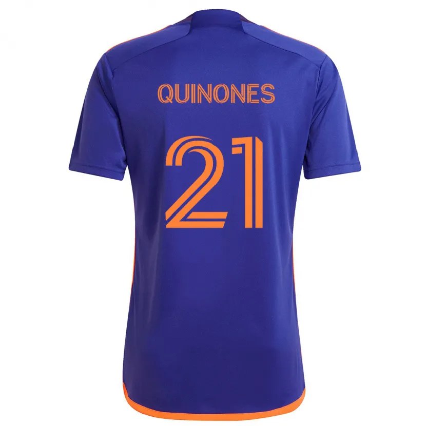 Danxen Kinderen Nelson Quiñónes #21 Paars Oranje Uitshirt Uittenue 2024/25 T-Shirt