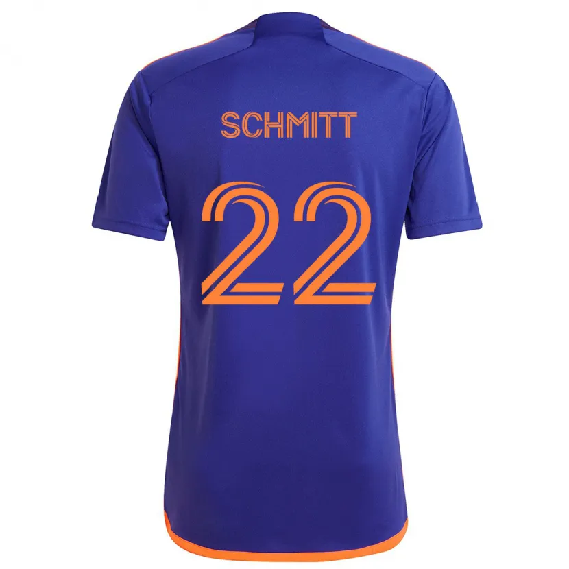 Danxen Kinderen Tate Schmitt #22 Paars Oranje Uitshirt Uittenue 2024/25 T-Shirt