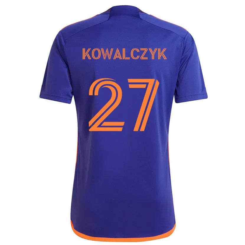 Danxen Kinderen Sebastian Kowalczyk #27 Paars Oranje Uitshirt Uittenue 2024/25 T-Shirt