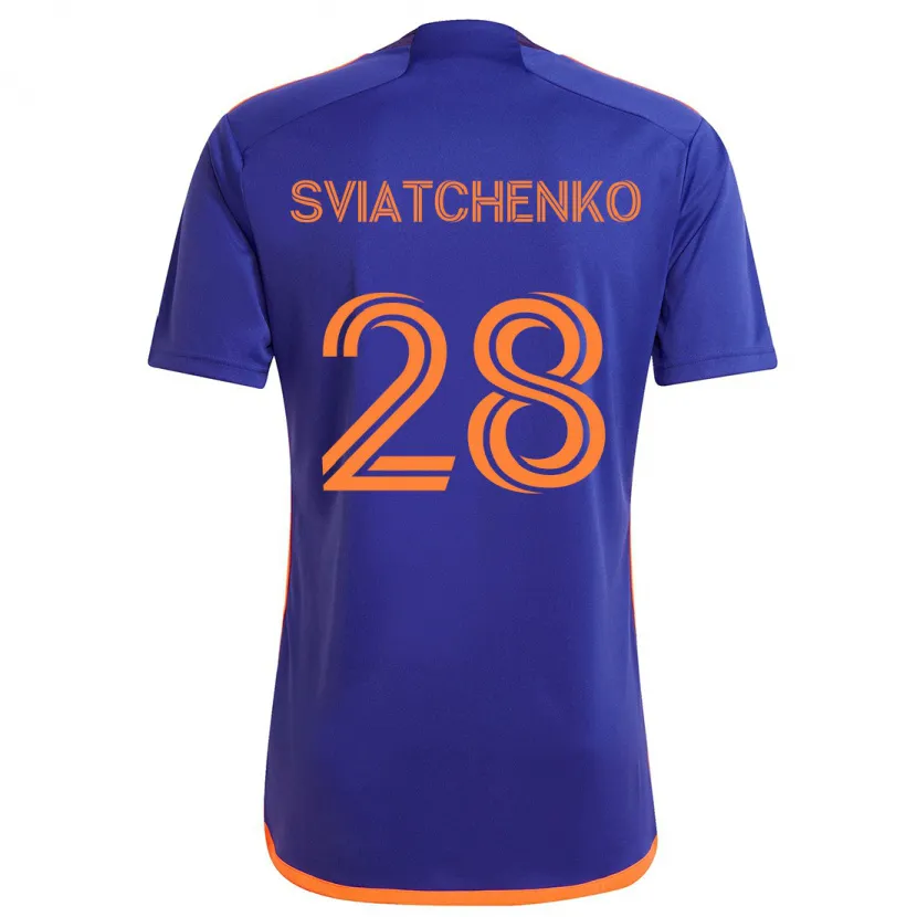 Danxen Kinderen Erik Sviatchenko #28 Paars Oranje Uitshirt Uittenue 2024/25 T-Shirt