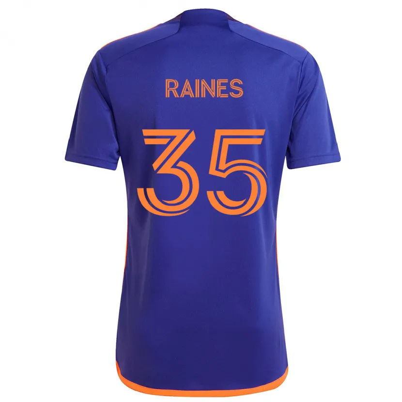 Danxen Kinderen Brooklyn Raines #35 Paars Oranje Uitshirt Uittenue 2024/25 T-Shirt