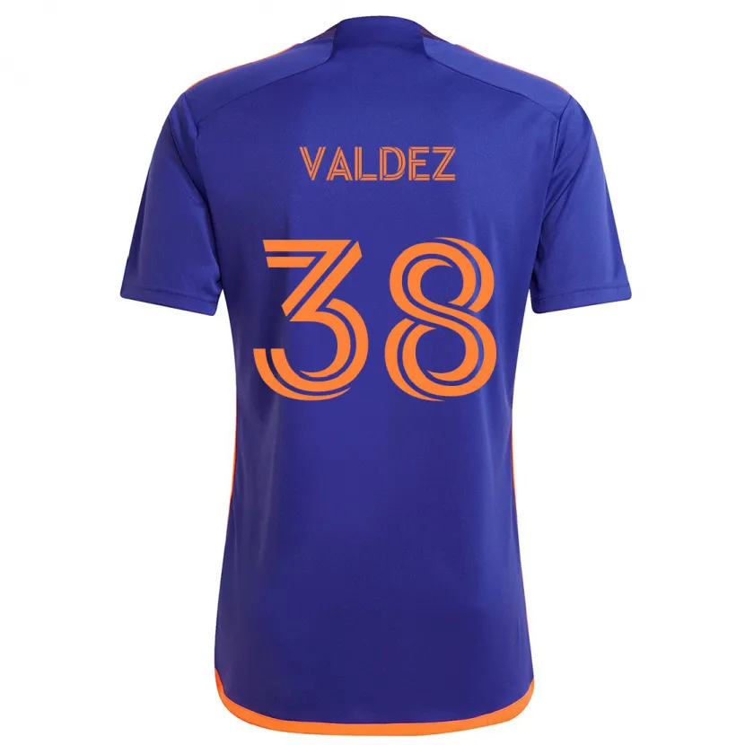 Danxen Kinderen Xavier Valdez #38 Paars Oranje Uitshirt Uittenue 2024/25 T-Shirt