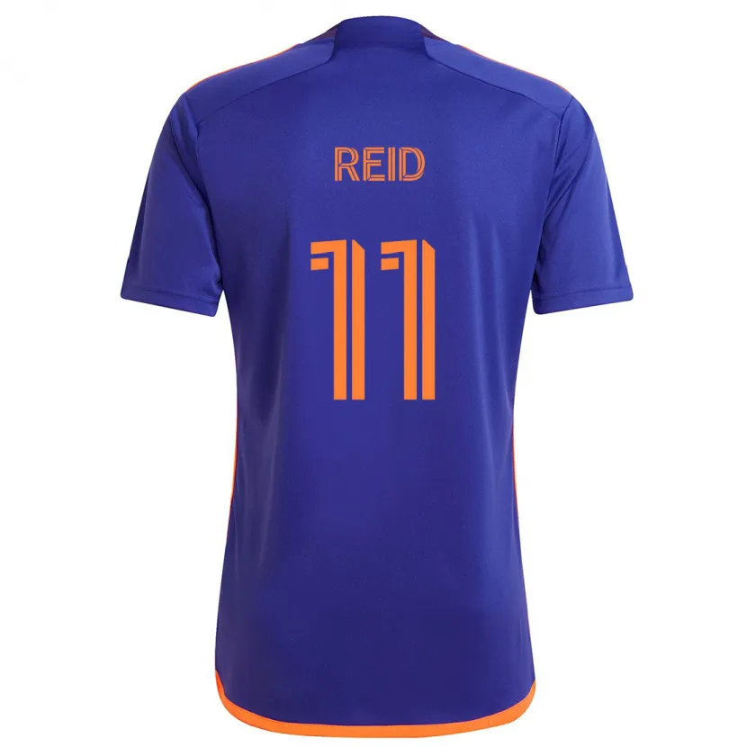 Danxen Kinderen Isaiah Reid #11 Paars Oranje Uitshirt Uittenue 2024/25 T-Shirt