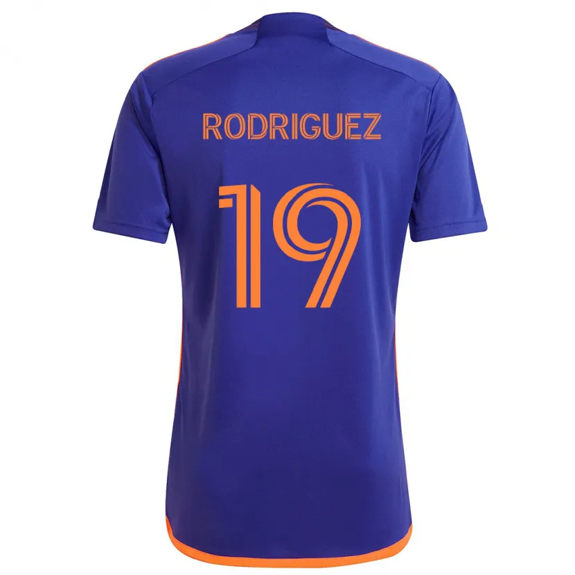 Danxen Kinderen Sebastian Rodriguez #19 Paars Oranje Uitshirt Uittenue 2024/25 T-Shirt