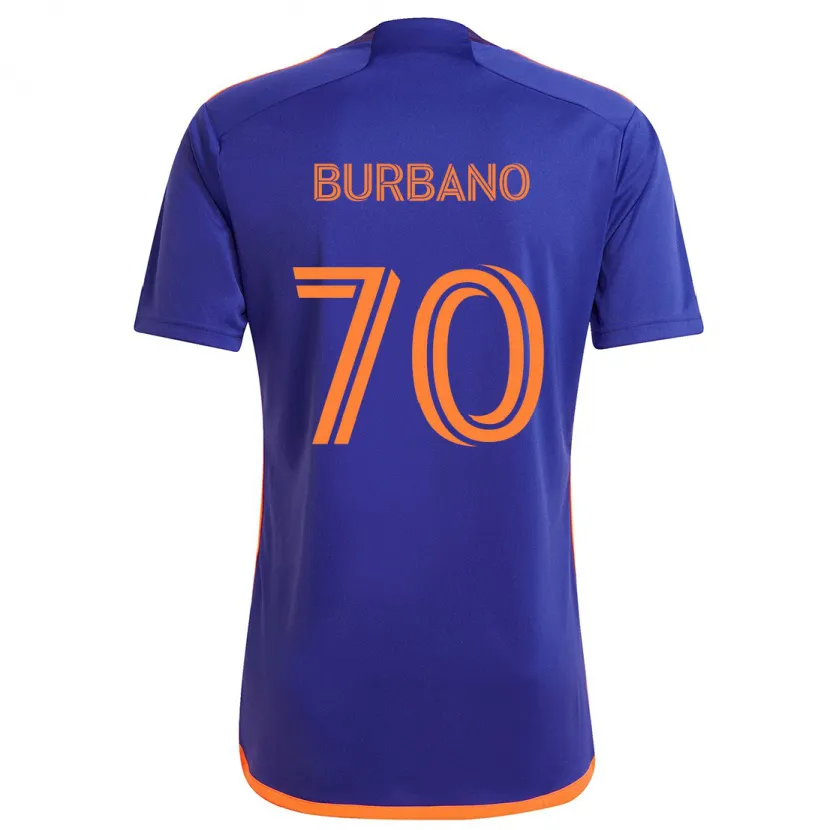 Danxen Kinderen Jordy Burbano #70 Paars Oranje Uitshirt Uittenue 2024/25 T-Shirt