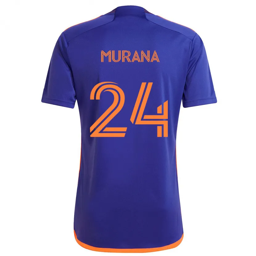 Danxen Kinderen Mujeeb Murana #24 Paars Oranje Uitshirt Uittenue 2024/25 T-Shirt