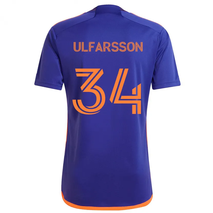 Danxen Kinderen Thor Úlfarsson #34 Paars Oranje Uitshirt Uittenue 2024/25 T-Shirt