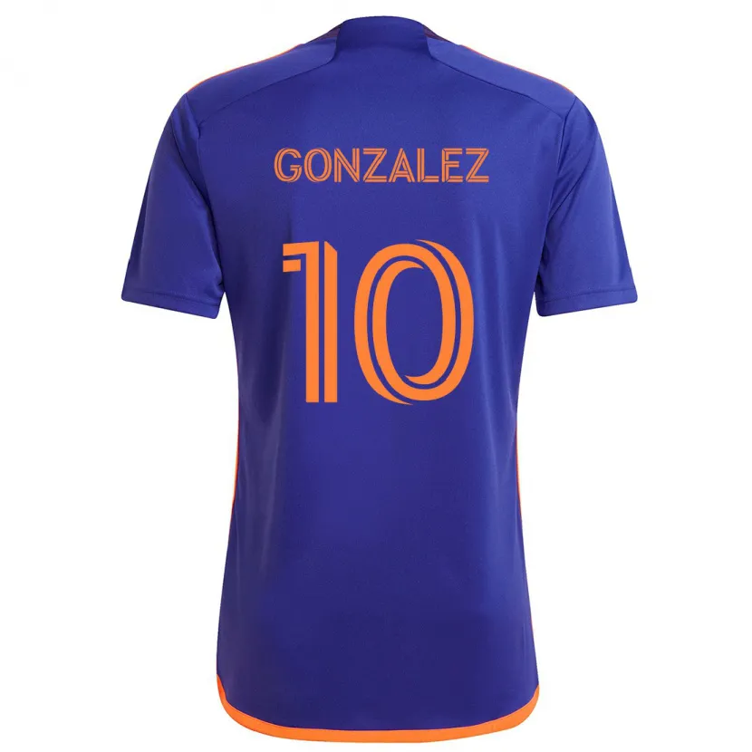 Danxen Kinderen Yair González #10 Paars Oranje Uitshirt Uittenue 2024/25 T-Shirt