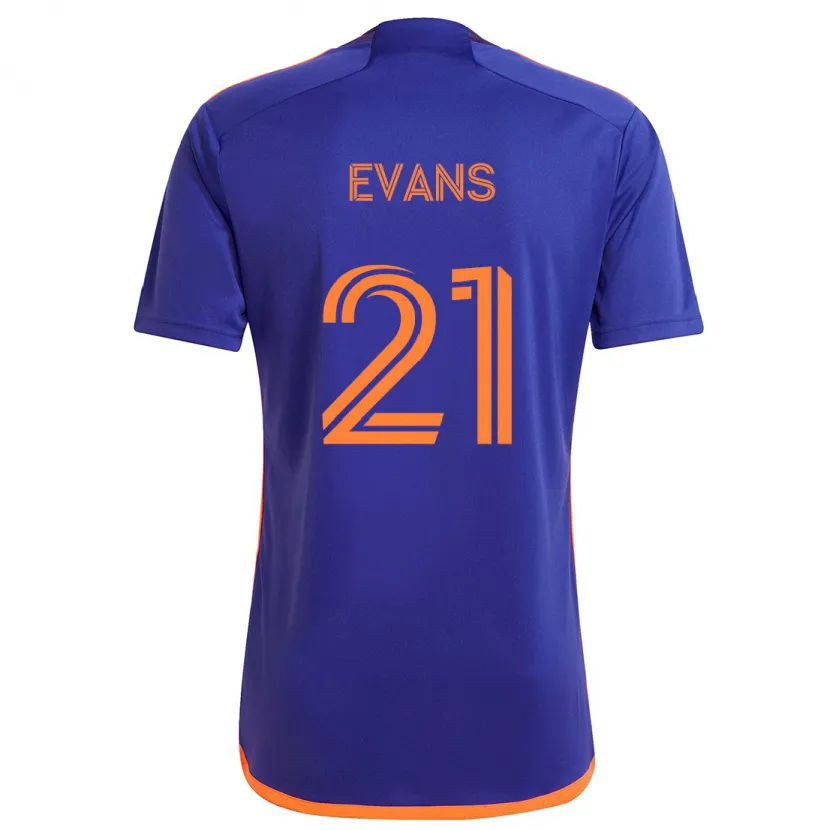 Danxen Kinderen Jacob Evans #21 Paars Oranje Uitshirt Uittenue 2024/25 T-Shirt